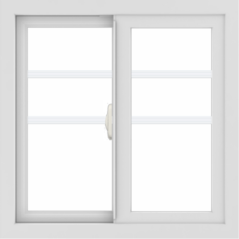 WDMA 24x24 (23.5 x 23.5 inch) black uPVC/Vinyl Slide Window with Top Colonial Grids Exterior