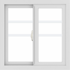 WDMA 24x24 (23.5 x 23.5 inch) black uPVC/Vinyl Slide Window with Top Colonial Grids Exterior