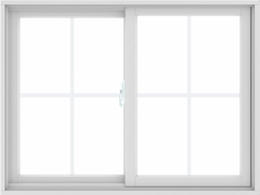 WDMA 48X36 (47.5 x 35.5 inch) White uPVC/Vinyl Sliding Window with Colonial Grilles