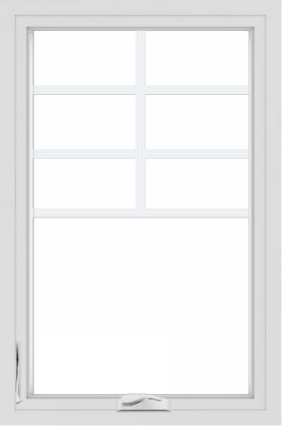 WDMA 24x36 (23.5 x 35.5 inch) White aluminum Crank out Casement Window with Top Colonial Grids