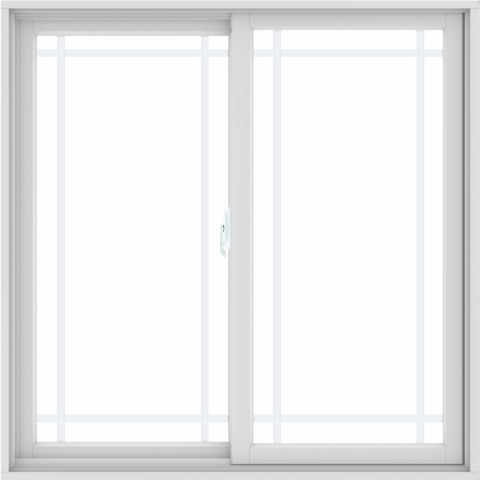 WDMA 48X48 (47.5 x 47.5 inch) White uPVC/Vinyl Sliding Window with Prairie Grilles