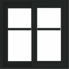 WDMA 24x24 (23.5 x 23.5 inch) black uPVC/Vinyl Slide Window with Fractional Grilles Exterior