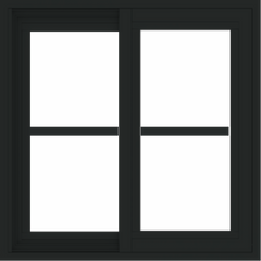 WDMA 24x24 (23.5 x 23.5 inch) black uPVC/Vinyl Slide Window with Colonial Grilles Exterior