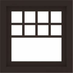 WDMA 24x24 (23.5 x 23.5 inch) Dark Bronze Aluminum Picture Window with Top Colonial Grids