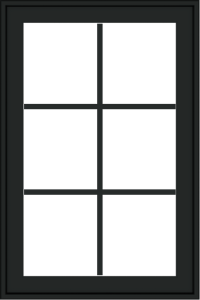 WDMA 24x36 (23.5 x 35.6 inch) black uPVC/Vinyl Push out Casement Window with Colonial Grilles Exterior