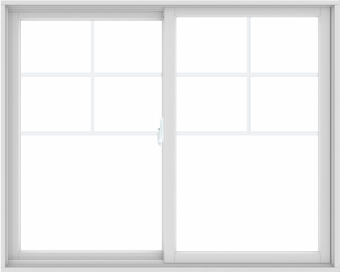 WDMA 60X48 (59.5 x 47.5 inch) White uPVC/Vinyl Sliding Window with Top Colonial Grids Grilles