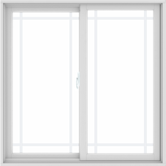 WDMA 48X48 (47.5 x 47.5 inch) White uPVC/Vinyl Sliding Window with Prairie Grilles