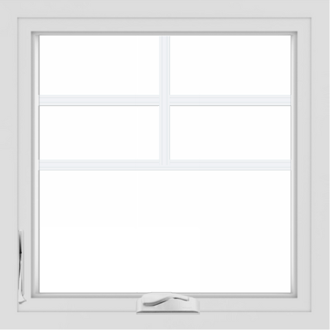 WDMA 24x24 (23.5 x 23.5 inch) White Aluminum Crank out Casement Window with Top Colonial Grids