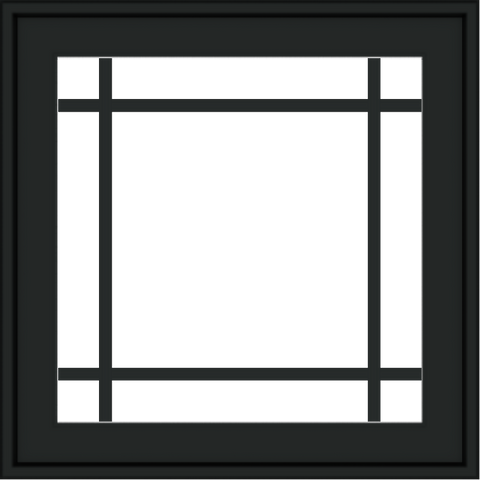 WDMA 24x24 (23.5 x 23.5 inch) black uPVC/Vinyl Crank out Awning Window with Prairie Grilles Exterior