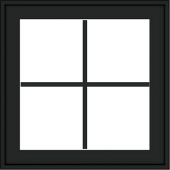 WDMA 24x24 (23.5 x 23.5 inch) black uPVC/Vinyl Crank out Awning Window with Colonial Grilles Exterior