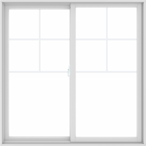 WDMA 60X60 (59.5 x 59.5 inch) White uPVC/Vinyl Sliding Window with Top Colonial Grids Grilles