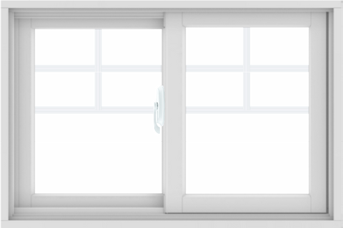 WDMA 36X24 (35.5 x 23.5 inch) White uPVC/Vinyl Sliding Window with Top Colonial Grids Grilles