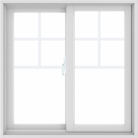 WDMA 36X36 (35.5 x 35.5 inch) White uPVC/Vinyl Sliding Window with Top Colonial Grids Grilles