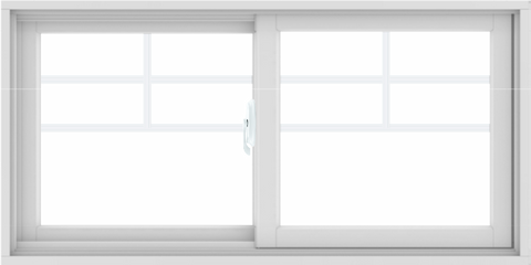 WDMA 48X24 (47.5 x 23.5 inch) White uPVC/Vinyl Sliding Window with Top Colonial Grids Grilles