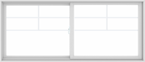 WDMA 84X36 (83.5 x 35.5 inch) White uPVC/Vinyl Sliding Window with Top Colonial Grids Grilles