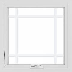 WDMA 24x24 (23.5 x 23.5 inch) White Aluminum Crank out Casement Window with Prairie Grilles