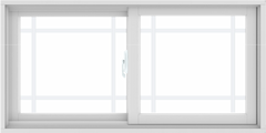 WDMA 48X24 (47.5 x 23.5 inch) White uPVC/Vinyl Sliding Window with Prairie Grilles