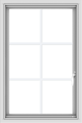 WDMA 24x36 (24.5 x 36.5 inch) White uPVC/Vinyl Push out Casement Window with Colonial Grilles