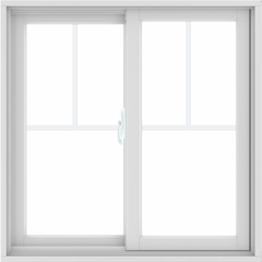 WDMA 36X36 (35.5 x 35.5 inch) White uPVC/Vinyl Sliding Window with Fractional Grilles