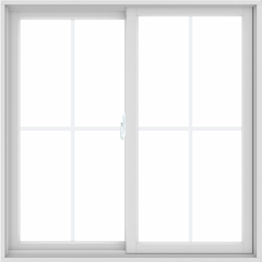 WDMA 48X48 (47.5 x 47.5 inch) White uPVC/Vinyl Sliding Window with Colonial Grilles