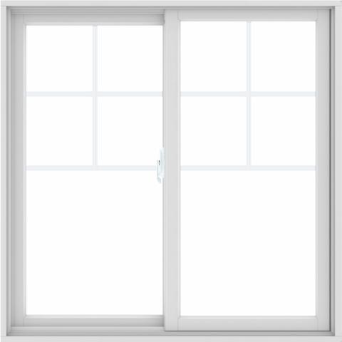 WDMA 48X48 (47.5 x 47.5 inch) White uPVC/Vinyl Sliding Window with Top Colonial Grids Grilles