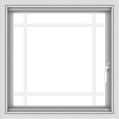 WDMA 24x24 (23.5 x 23.5 inch) White Aluminum Push out Casement Window with Prairie Grilles