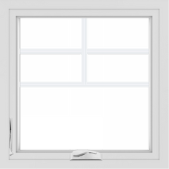 WDMA 24x24 (23.5 x 23.5 inch) White uPVC/Vinyl Crank out Casement Window with Top Colonial Grids