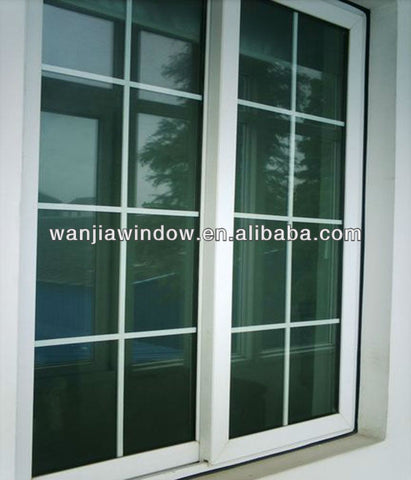 wanjia grill design pvc sliding glass window good quality Foshan factory price on China WDMA