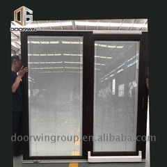 waterfront balcony timber aluminum tilt sliding glass door with Integrated shutter on China WDMA