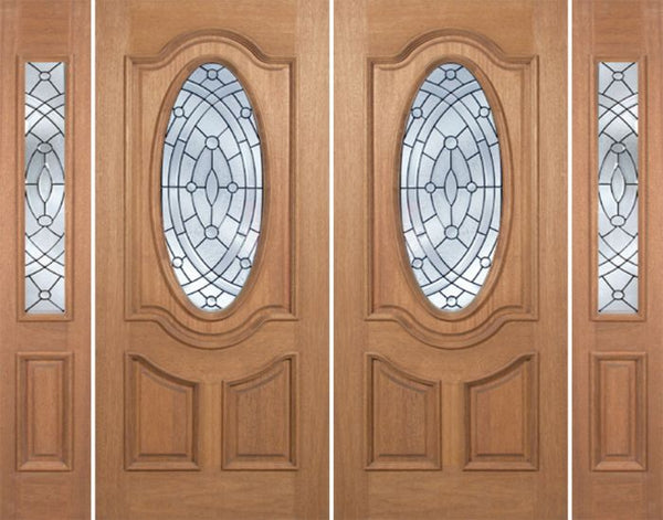 WDMA 100x80 Door (8ft4in by 6ft8in) Exterior Mahogany Carmel Double Door/2side w/ EE Glass 1