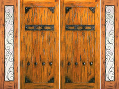 WDMA 100x80 Door (8ft4in by 6ft8in) Exterior Knotty Alder Double Door with Two Sidelights Prehung  1