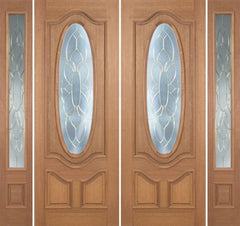 WDMA 100x96 Door (8ft4in by 8ft) Exterior Mahogany Carmel Double Door/2side w/ BO Glass - 8ft Tall 1