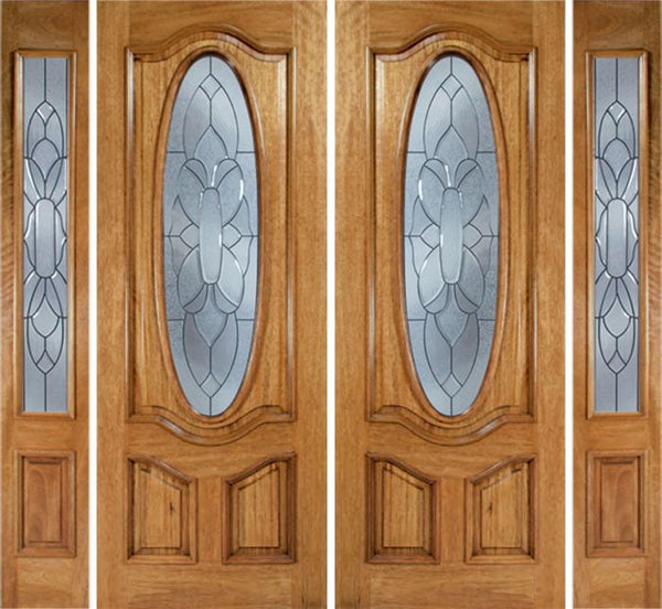 WDMA 100x96 Door (8ft4in by 8ft) Exterior Mahogany La Jolla Double Door/2side w/ BO Glass - 8ft Tall 1