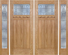 WDMA 108x80 Door (9ft by 6ft8in) Exterior Oak Biltmore Double Door/2 Full-lite side w/ B Glass 1