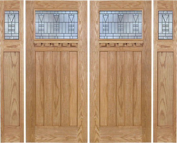 WDMA 108x80 Door (9ft by 6ft8in) Exterior Oak Biltmore Double Door/2side w/ B Glass 1