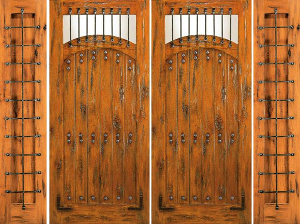 WDMA 108x80 Door (9ft by 6ft8in) Exterior Knotty Alder Entry Prehung Double Door with Two Sidelights 1