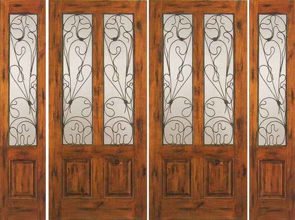 WDMA 108x80 Door (9ft by 6ft8in) Exterior Knotty Alder Double Door with Two Sidelights Entry Alder Twin Lite 1