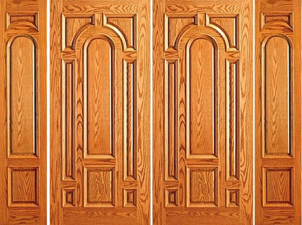 WDMA 108x84 Door (9ft by 7ft) Exterior Mahogany Prehung Entry Moulding 8 Panel Double Door Two Sidelights 1