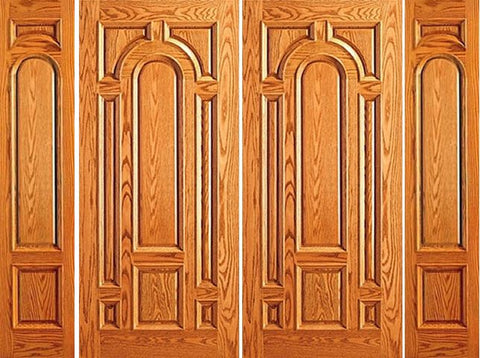 WDMA 108x84 Door (9ft by 7ft) Exterior Mahogany Prehung Entry Moulding 8 Panel Double Door Two Sidelights 1