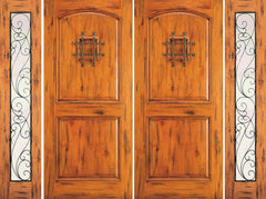 WDMA 108x96 Door (9ft by 8ft) Exterior Knotty Alder Double Door with Two Sidelights Entry Alder Speakeasy 1