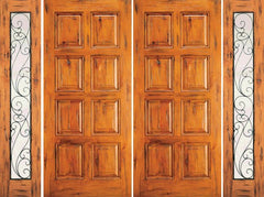 WDMA 120x80 Door (10ft by 6ft8in) Exterior Knotty Alder Double Door with Two Sidelights Entry 8-Panel 1