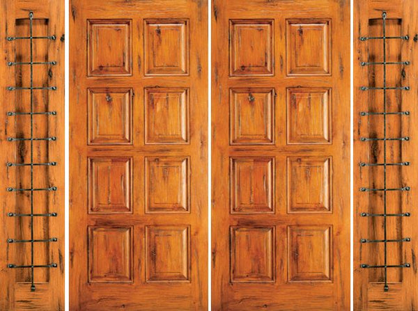 WDMA 120x80 Door (10ft by 6ft8in) Exterior Knotty Alder Entry Double Door with Two Sidelights 8-Panel 1