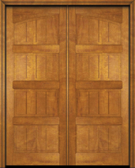 WDMA 120x84 Door (10ft by 7ft) Interior Swing Mahogany 4 Panel V-Grooved Plank Rustic-Old World Exterior or Double Door 1