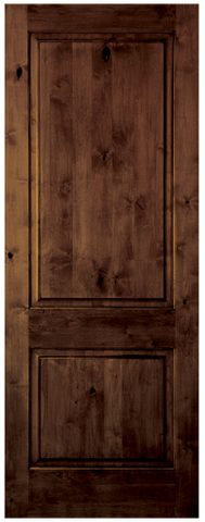 WDMA 18x80 Door (1ft6in by 6ft8in) Interior Swing Knotty Alder 80in 2 Panel Square Single Door 1-3/8in Thick KW-305 1