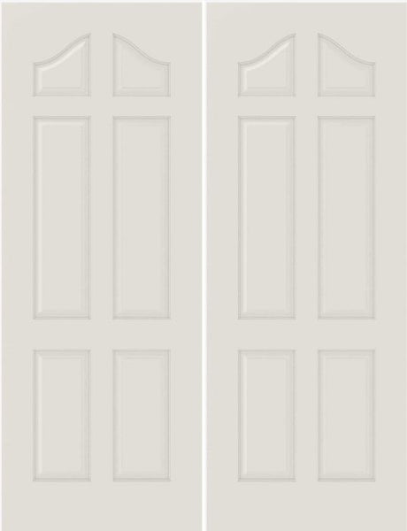 WDMA 20x80 Door (1ft8in by 6ft8in) Interior Barn Smooth 6050 MDF 6 Panel Arch Panel Double Door 1