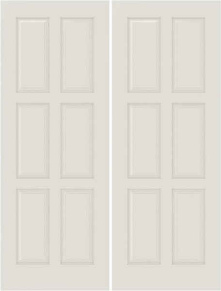 WDMA 20x80 Door (1ft8in by 6ft8in) Interior Bifold Smooth 6110 MDF 6 Panel Double Door 1