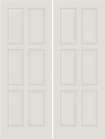 WDMA 20x80 Door (1ft8in by 6ft8in) Interior Bifold Smooth 6110 MDF 6 Panel Double Door 1