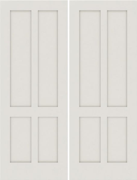 WDMA 20x80 Door (1ft8in by 6ft8in) Interior Swing Smooth 4010 MDF 4 Panel Shaker Double Door 1