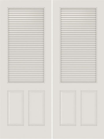 WDMA 20x80 Door (1ft8in by 6ft8in) Interior Barn Smooth SL-3190-LVR-PNL MDF 3 Panel Vented Louver Double Door 1