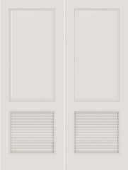 WDMA 20x80 Door (1ft8in by 6ft8in) Interior Swing Smooth SL-2010-PNL-LVR MDF 2 Panel Vented Louver Double Door 1